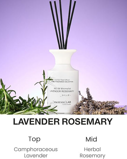 M&SENSE Reed Diffuser Set, 10.14 fl oz Large Reed Diffuser, Lavender Rosemary Scented with Natural Essential Oils, Long Lasting with 7 Sticks, Non-Toxic Home Fragrance Reed Diffuser for Bedroom