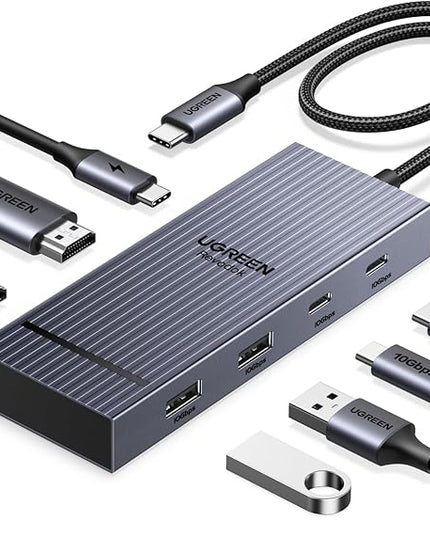 UGREEN 7 in 1 Docking Station Dual Monitor, USB C Hub Dual 4K@60Hz HDMI Display, 10Gbps USB-A/C Data Ports, 100W PD, Aluminum Revodok Pro Laptop Docking Station for HP, Thinkpad, Dell and More