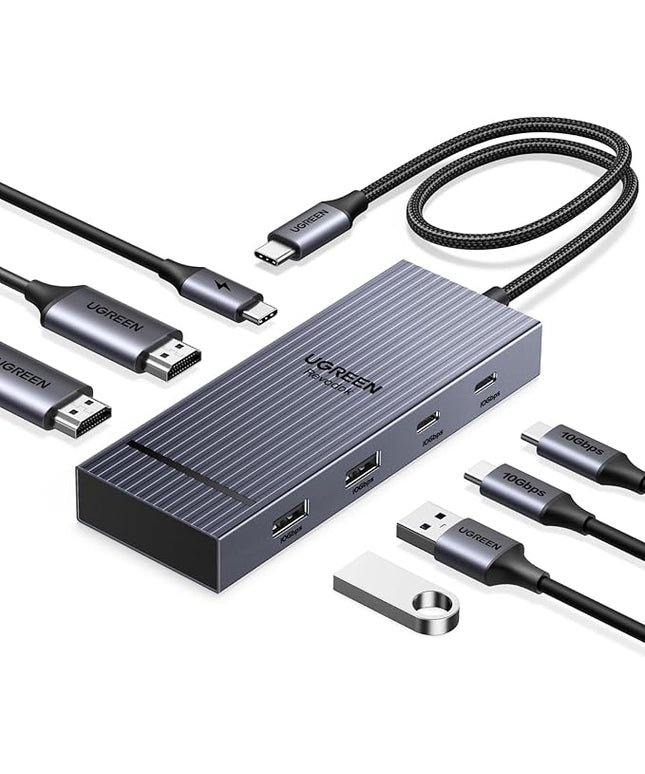 UGREEN 7 in 1 Docking Station Dual Monitor, USB C Hub Dual 4K@60Hz HDMI Display, 10Gbps USB-A/C Data Ports, 100W PD, Aluminum Revodok Pro Laptop Docking Station for HP, Thinkpad, Dell and More