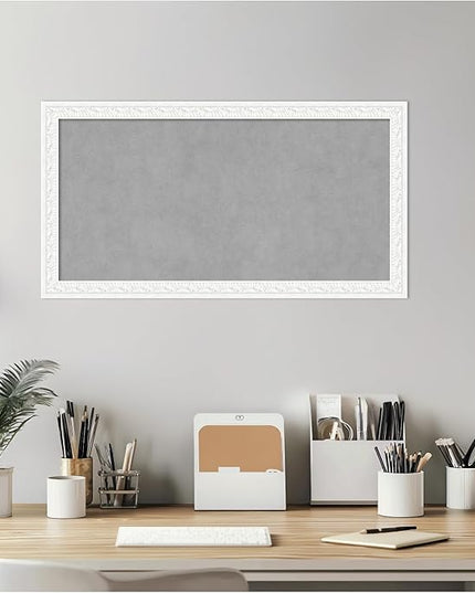 Amanti Art White Framed Magnetic Board 14x26 Small Vision Board for use with Magnets, 100% Metal Sheet to Display Items as Office Decor or for Home Organization in mudroom, Kitchen or Kids Room