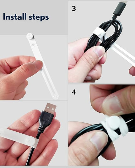 PZOZ (10 pcs) Reusable Cable Ties, Elastic Silicone Cord Organizer Straps Keeper Management Holder for iPhone Charging Cable Charger Wire Labels Desk Car and Travel Accessories (White)