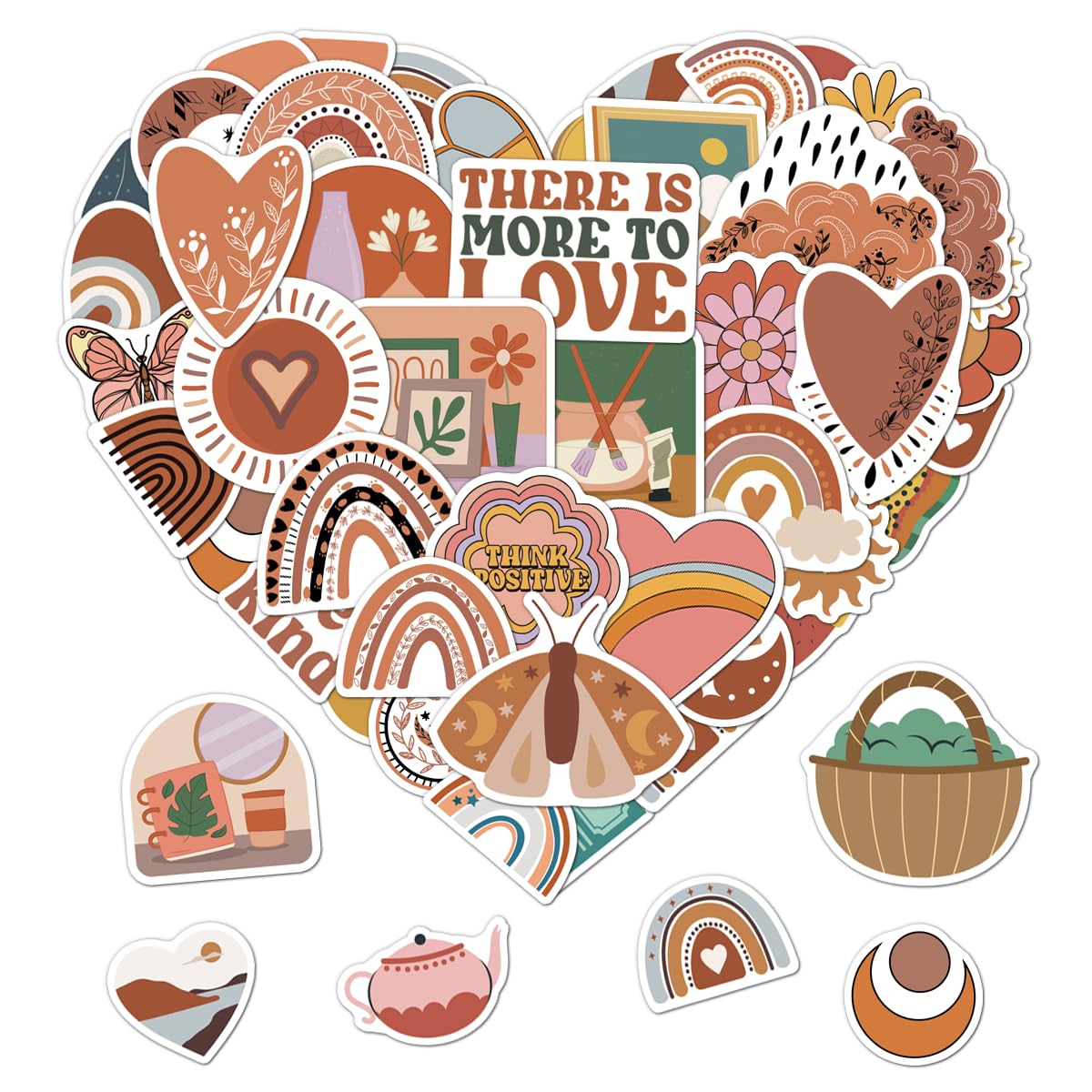 Pack 50 Pcs Vintage Aesthetic Stickers for Water Bottles Waterproof Laptop Luggage Computer Journaling Scrapbooking Teens Adults Girls Boys Women Sticker Packs Small Vinyl Decals