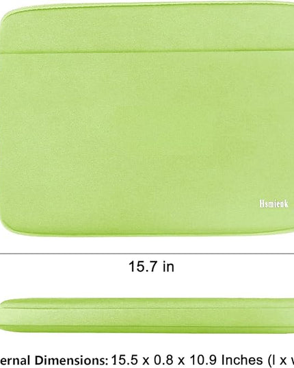 Laptop Sleeve Case 15.6 inch, Shockproof Protective Notebook Cover with Accessory Pocket, Carrying Laptop Bag for HP, ASUS, Dell, Lenovo, Acer, Light Green