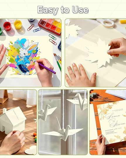 40 Sheets Cardstock 8.5x11, 65lb Cream Card Stock, Construction Paper, 180gsm Thick Printer Paper for Printing, Painting, Card Making, Kids School Supplies,Party Decorations