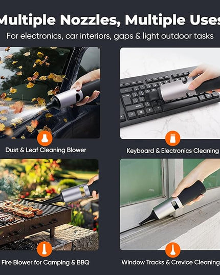 Electric Air Duster, High Power Cordless Air Blower to Replace Compressed Air, 110000RPM with 4 Adjustable Speed Levels, Metal Body with Silicone Grip for PC, Keyboard, Car & Light Outdoor Cleaning
