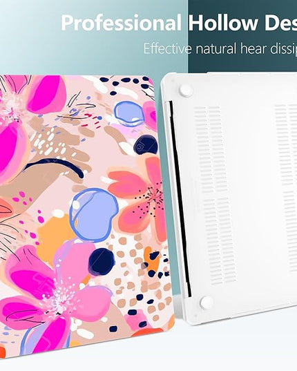 DONGKE Compatible with MacBook Pro 13 inch Case 2024 2023-2020 Release A2338 M2/M1 A2251 A2289 with Retina Display & Touch ID, Plastic Hard Shell & Keyboard Cover & Screen Film - Floral Artistic