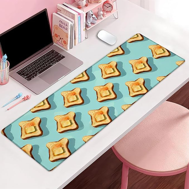 Toast Extra Large Gaming Mouse Pad, Desk Mat, Non-Slip Rubber Base, MousePads for School, Work, Home Accessories Decor Gifts 31.5" x 11.8"