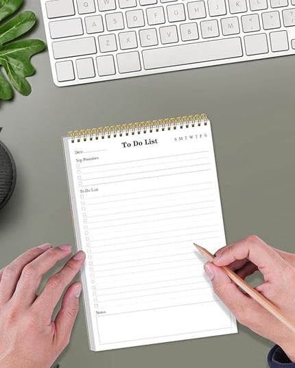 Yaridar (5-Pack) To Do List Notepad - A5 Undated Daily Planner, 250 Sheets/500 Pages To Do List Notebook for Work, Spiral Waterproof Notepad for Office Supplies, School Planner, 5.8" x 8.3"
