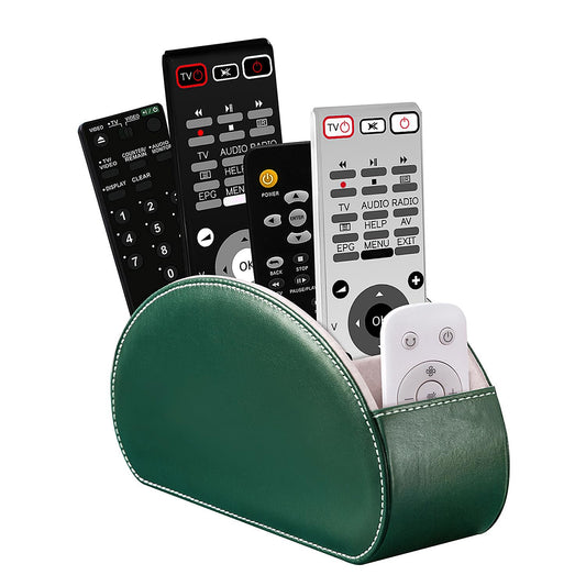 Remote Control Holders Organizer Box with 5 Compartment PU Leather Caddy