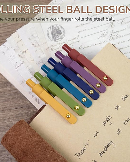 UIXJODO Gel Pens, 6 Pack Gold Retro 0.5mm Black Ink Pens Fine Point Smooth Writing Pens for School Office Supplies, Gifts for Women Girls