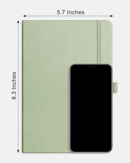 RETTACY Blank Journal Notebook, 192 Pages, A5 Medium Size (5.7'' x 8.3''), Leather Hardcover, 100 GSM Thick Paper, for Sketching, Drawing, Painting (Light Green)