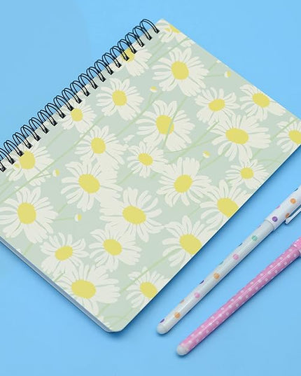 Yansanido Spiral Notebook, 4 Pcs A5 Thick Leaves Design Hardcover 8mm Ruled 4 Color 80 Sheets -160 Pages Journals for Study and Notes (Leaves)