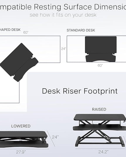 VIVO 28 inch Desk Converter, K Series, Height Adjustable Sit to Stand Riser, Dual Monitor and Laptop Workstation with Keyboard Tray, White, DESK-V028KW