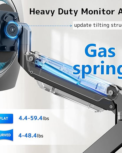 17-57 Inch Ultrawide Monitor Arm, up to 59.4 lbs, Heavy Duty Monitor Arm for Flat/Curved Display and TV, Steel Reinforcement Plate Included, VESA 75x75 to 200x200, PUTORSEN