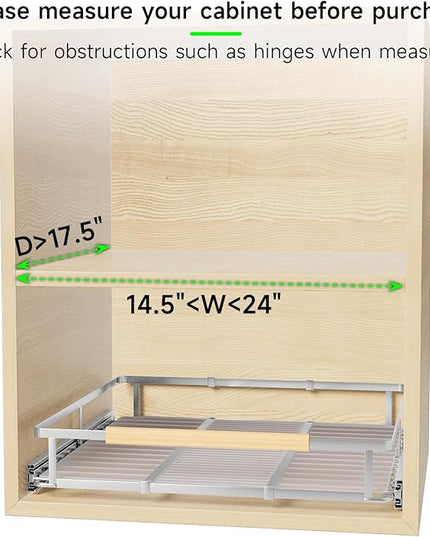 SOFRON Expandable Pull Out Drawers for Cabinets, Kitchen Cabinet Slide Out Shelves, Adjustable Roll Out Drawers, Stainless Steel, Medium 2 Pack, (14.5"-24") Width x 17.5" Depth