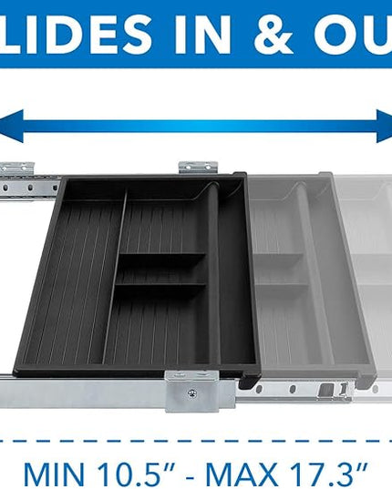 Mount-It! Under Desk Pencil Drawer – Sliding Hidden Storage Tray for Office Supplies, 4-Compartment Organizer with Smooth Glide Rails, Fits Wood Desks, 21.2” Wide, Black