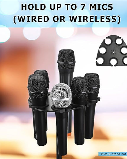 Joyvio Multi Mic Holder for Wired and Wireless Mics, Organizes Up to 7 Mics, Aluminum, Black