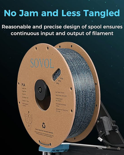 Sovol 3D Printer Luminous Filament, Glow in The Dark PLA 1kg (2.2 lbs) Spool 3D Printing Materials, Dimensional Accuracy +/- 0.03 mm, 1.75 mm, Shiny Blue