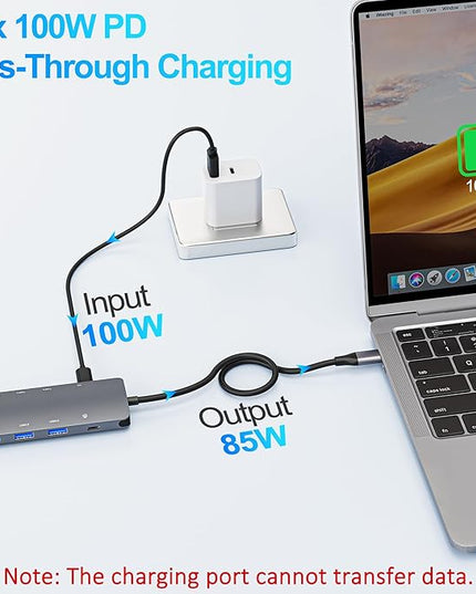 10Gbps USB C Hub with 4K@60Hz Video Display, 8 in 1 USB C Splitter with 3x10Gbps Type-C, 100W PD-in Charging, 3x5Gbps USB A, Dongle Multiport Adapter for MacBook Pro, iPad, Dell, HP, and More
