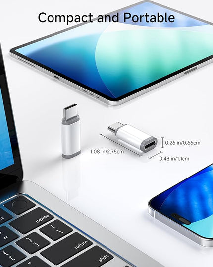 Lightning to USB C Adapter 2 Pack - Fast Charging & Data Transfer USB Type C to Lightning Charger Connector Compatible with iPhone 15/16/17 Pro Max/Plus, Samsung, Pixel - (Not for Audio/OTG)-White