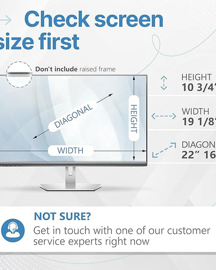 VINTEZ 22 Inch 16:9 Privacy Screen for Computer Monitor and Laptop - Anti Glare Protector Film Blue Light Filter Eye Protection - Computer Screen Privacy Shield, [1 Pack]