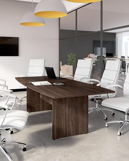 Bush Business Furniture 96-inch Office Conference Table with Wood Base, Boardroom Meeting Space for 8 Users, Black Walnut