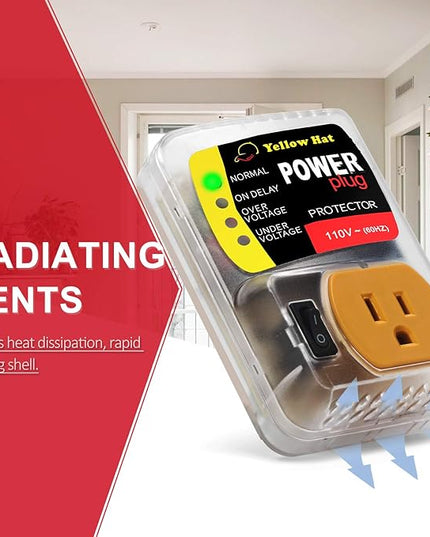 Surge Protector,Voltage Protector for Home Appliance, Voltage Brownout Outlet 110V 15A 2200 Watts Black
