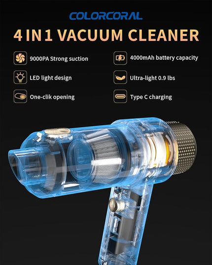 ColorCoral Mini Vacuum Cleaner Portable Cordless Keyboard Cleaner Powerful Suction Handheld Vacuum &Computer Air Duster for Office Desktop Laptop Keyboard Car and Home Cleaning