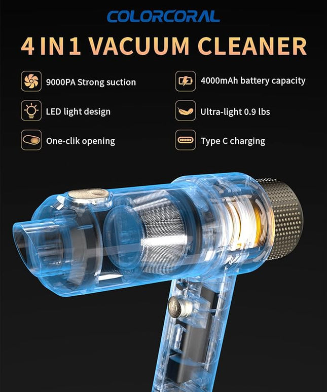 ColorCoral Mini Vacuum Cleaner Portable Cordless Keyboard Cleaner Powerful Suction Handheld Vacuum &Computer Air Duster for Office Desktop Laptop Keyboard Car and Home Cleaning
