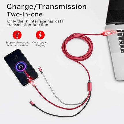 Multi Charging Cable, 10Ft 2Pack Multi Fast Charger Cable Braided Universal 3 in 1 Multi Charging Cord Long USB Cable Adapter IP/Type C/Micro USB Port for Cell Phones/iPhone/Tablets/Samsung/More