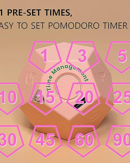 Cube Pomodoro Timer, Rechargeable Small Cute, Timer for Kids and Classroom, Kitchen, Cooking, Workout & Study Countdown, Time Management Tool (Rose Pink)