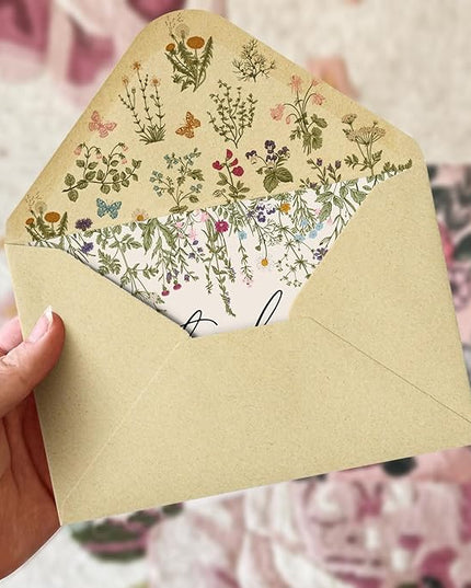 Artoid Mode 24 Pack Leaves Wildflower Thank You Cards Flower Greeting Cards Gift With Envelope Sticker Blank Note Cards for Birthday Wedding Baby Shower Bridal Shower, 4 x 6 Inch