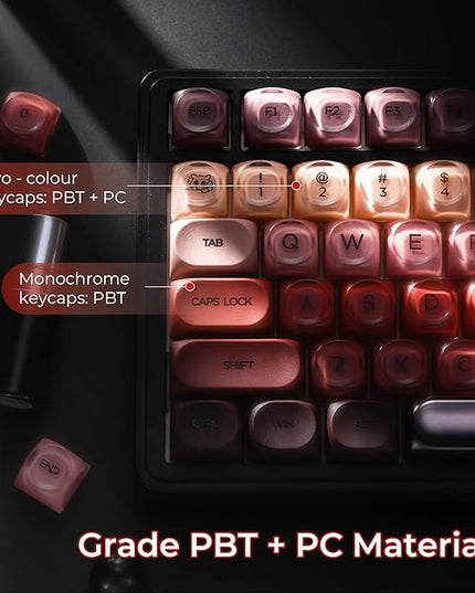 OHY PBT Keycaps, XVX Berry Kiss Theme Red Jelly HOA Profile Key Cap, 132-Key Cute Custom Keycaps (for Mechanical Keyboards with Cherry/Gateron MX Switches)-Lipstick