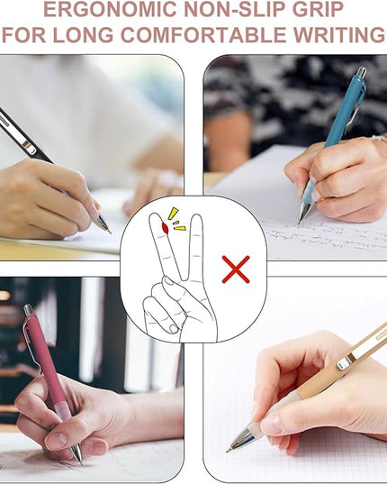 Linbsunne Ballpoint Pens Black Medium Point 1mm Pen with Super Soft Grip Ball Point Pen for Men Women Retractable Pens (silver-12 pcs)