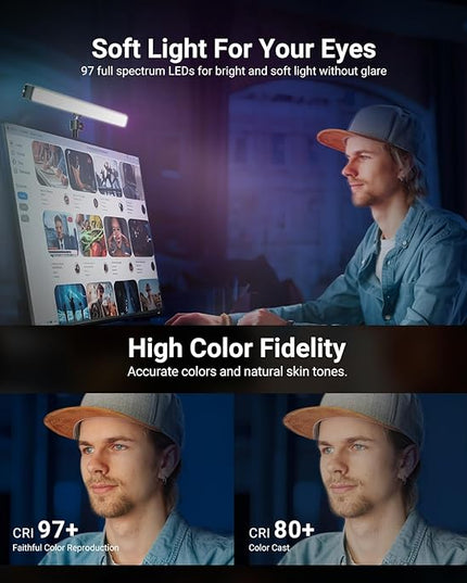 NEEWER Dual Sided RGB LED Streaming Key Light, Smart Desk Lamp Compatible with Alexa Google Assistant for Gaming Video Conference, 16 Million Colors, 2700K-7000K/CRI97+ Studio Tube Lighting, NG01