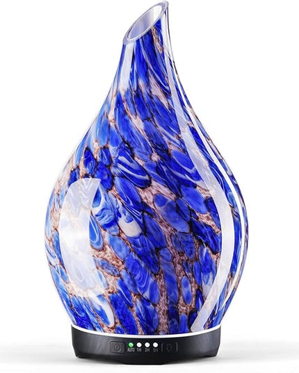 Porseme 280ml Essential Oil Diffuser Glass Color Changing Aroma Air Diffusers Aromatherapy Ultrasonic Cool Mist Humidifier 7 Running Hours Waterless Auto-Off for Sleeping, Yoga, Office (Deep Blue)