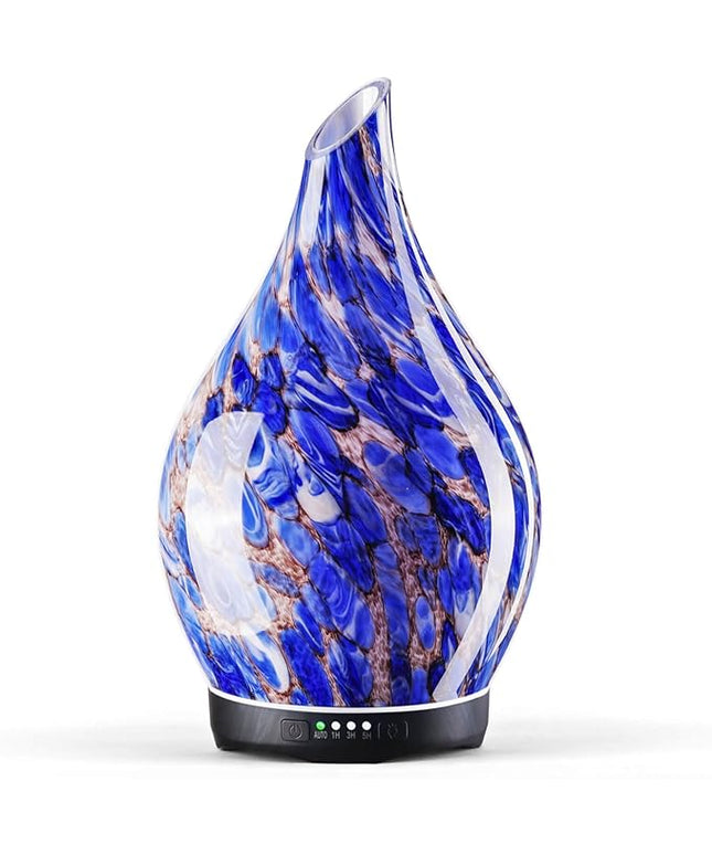 Porseme 280ml Essential Oil Diffuser Glass Color Changing Aroma Air Diffusers Aromatherapy Ultrasonic Cool Mist Humidifier 7 Running Hours Waterless Auto-Off for Sleeping, Yoga, Office (Deep Blue)