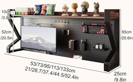 JHDXL Desk Shelf Organizer with Pegboard & Storage Accessories, Space-Saving Desk Storage Shelf, Desktop Shelf Organizer Display Rack, for Dorm, Office(White 2,65 * 113cm/26.6 * 44.5in)