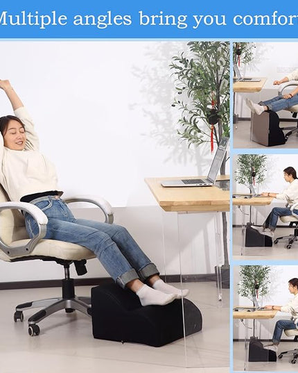 Foot Rest for Under Desk at Work.Multifunctional 3-Tier Foot Stool,With waterproof leather Footrest.For Under Desk,Office Chair Gaming Chair & Sofa,Leg Elevation Pillow,supports Posture-Black