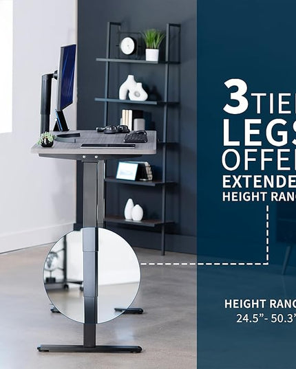 VIVO Electric 55 x 28 in Dual Motor Sit Stand Desk, Memory Height Adjustment, 2B Series, Dark Gray Top Black Frame, DESK-KIT-2B55G