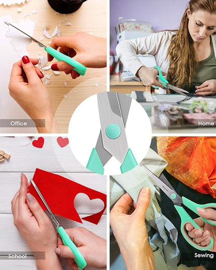 Scissors, iBayam 8" All Purpose Scissors Bulk 3-Pack, Ultra Sharp 2.5mm Thick Blade Shears Comfort-Grip for Office Desk Accessories Sewing Fabric Home Craft Teacher School Supplies, Right/Left Handed