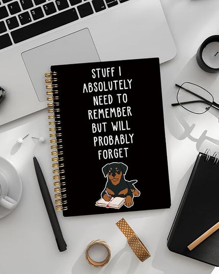 LIANGW Funny Rottweiler Gifts Spiral Notebook Journal, Pet Dog Mom Lovers Owner Gifts Journal for Writing, Rottweiler Gift for Women, Dog School Office Stuff Supplies, 5.5x8.3 Inch