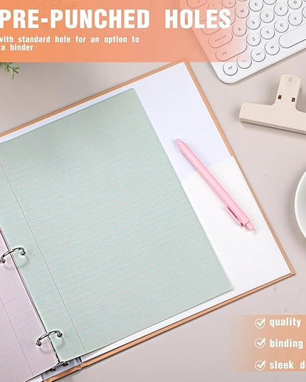 PerKoop 400 Sheets Colored Loose Leaf Paper 8.5" x 11" college ruled Lined 3 Hole Punched notebook Filler Paper for 3 Ring Binders Office School Supplies (Bohemian Color)