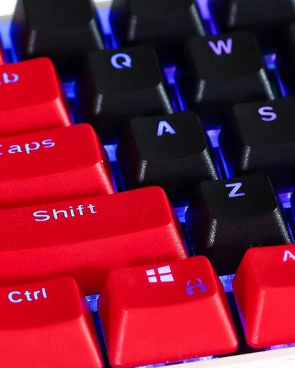 GTSP Red and Black Keycaps 60% Percent PBT Key Cap Set with 6.25U Space Key for Cherry MX Gateron Kailh Switches Gaming Keyboard (Only keycaps)