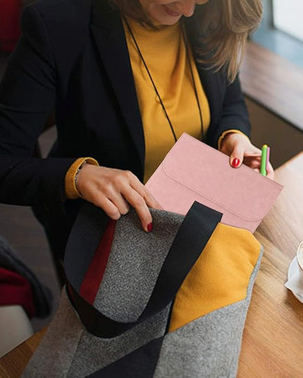 Allinside 11-12 inch Laptop Sleeve Case Compatible with MacBook Air 11 2010-2015/MacBook 12 2015-2017, Waterproof PU Leather Laptop Sleeve Bag Protective Vertical Case Cover, Pink