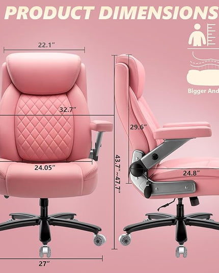 650LBS Large Heavy Duty Office Chair with 5D Flip Arms,Comfy Big and Tall Executive Office Desk Chair with Pocket Spring Cushion,High Back Computer Chair with Lumbar Support,Dual Rubber Wheel