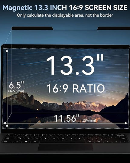 Mamol Magnetic Laptop Privacy Screen 13.3 inch ,16:9 Aspect Removable Anti Glare Protector Blue Light Privacy Screen Filter,Filter Shield Compatible with HP/Dell/Acer/Asus/Samsung/Lenovo/Thinkpad Envy