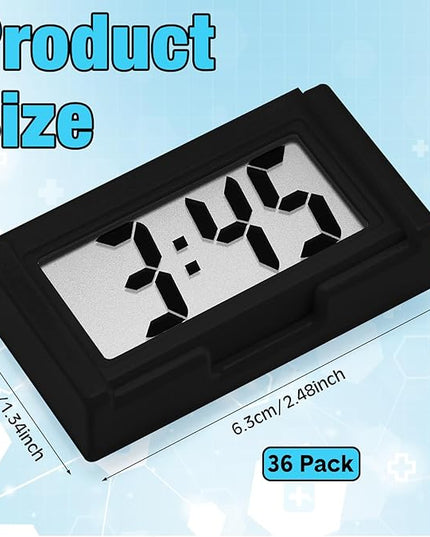 Frienda 36 Pieces Mini Digital Clock Small Digital Clock Stick on Battery Operated Self Adhesive Bracket for Car Dashboard Fridge (Black)