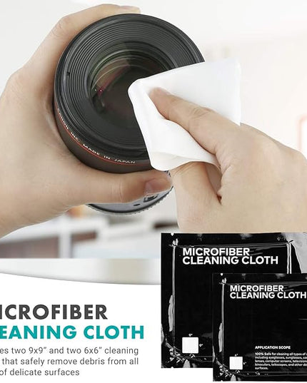 Movo Deluxe Essentials DSLR Camera Cleaning Kit with 10 APS-C Cleaning Swabs, Sensor Cleaning Fluid, Rocket Air Blower, Lens Pen, Soft Brush, 2X Small and 2X Large Microfiber Cloths and Carrying Case