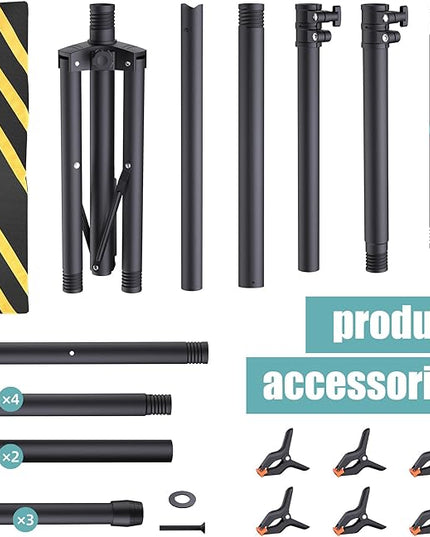 T-Shape Backdrop Stand 8x7.2FT, Height and Width Adjustable Background Stand for Parties,Green Screen Holder with 6 Spring Clamps